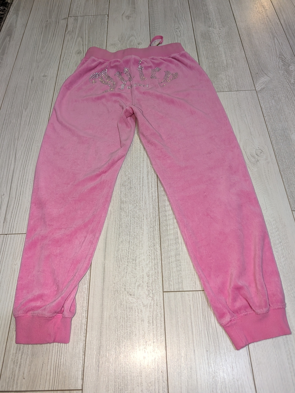Juicy Couture X Forever 21 Pink Velour Joggers with Rhinestone Logo